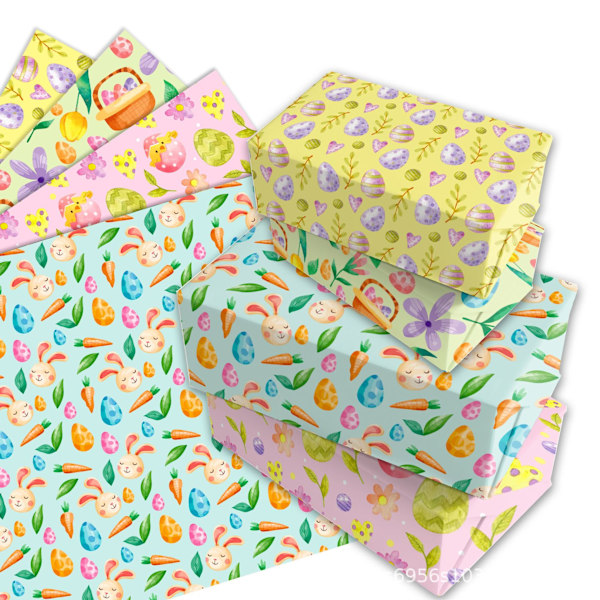 Vår Påskägg kanin kycklingar liten fräsch presentförpackning dekoration yttre omslagspapper 12 sheets (69*51cm)