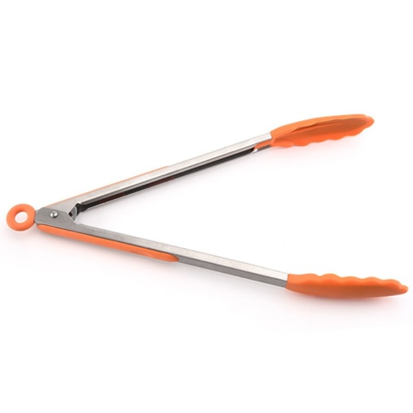 IC Bagegrej 9-tommer silikonegrilltang i rustfrit stål (9-tommer orange)