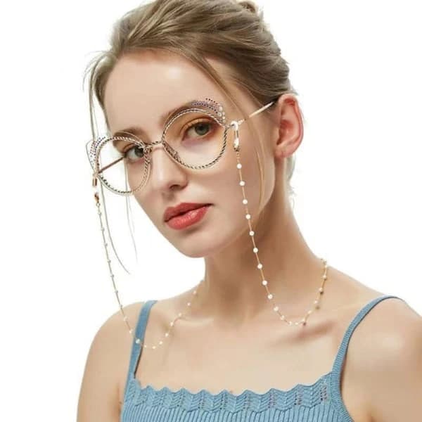 1 pc (Gold) Pearl Glasses Chain Hanging Neck Anti-Fall Glasses String