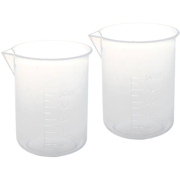 2 st 50ml Laboratorie Plast Vatten Vätskemätningskopp Transparent