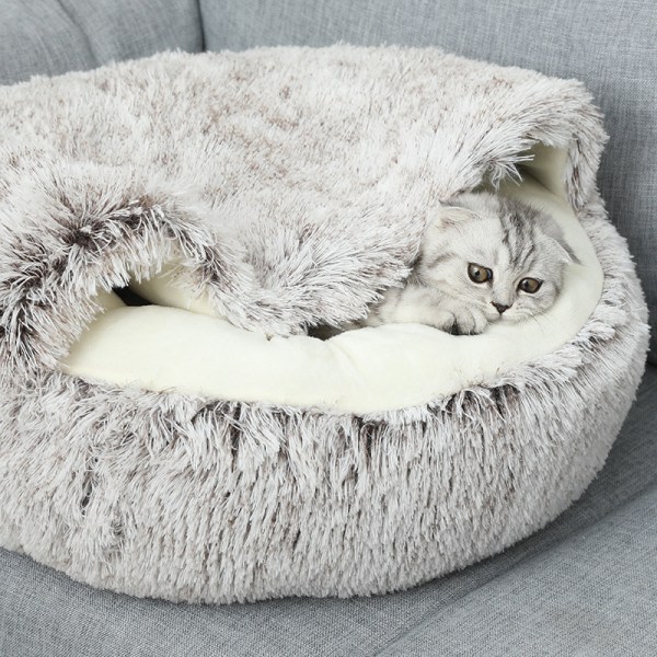 IC Fluffig plysch husdjursbädd, mjukt självvärmande husdjursbo, 40cm