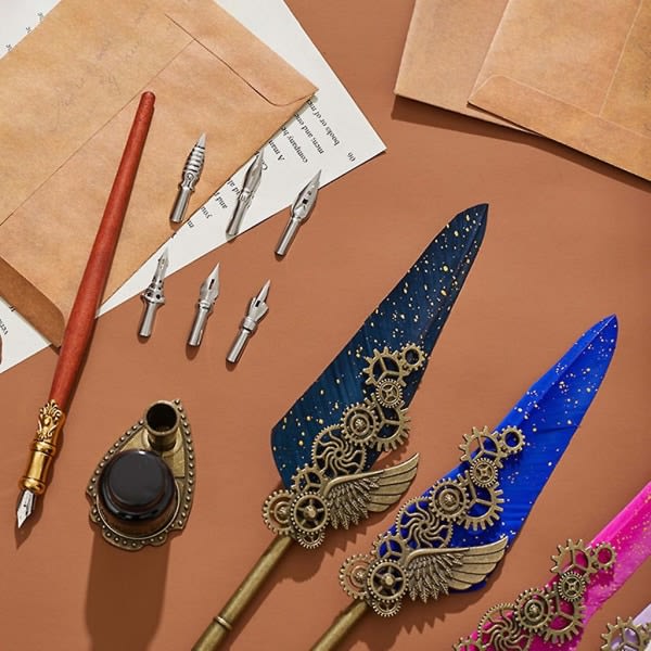 IC Fjäderpenna Bläck - Set Vintage Signaturpenna Fjäderpenna och Bläck - Set