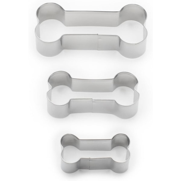 IC Dog Bone Cookie Cutter Set: 3 delar stor ben Cookie Cutter | Rostfritt stål benformade muoto