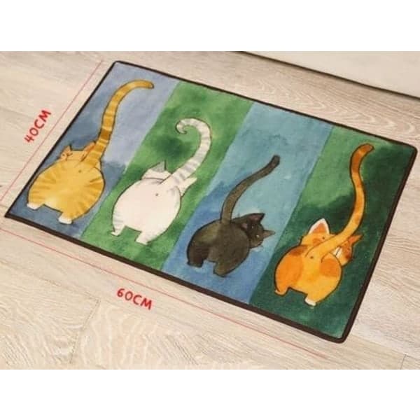 IC 24\" x 16\" Lucky Cat Halkfri Gulvmatte til Søde Katte Fire