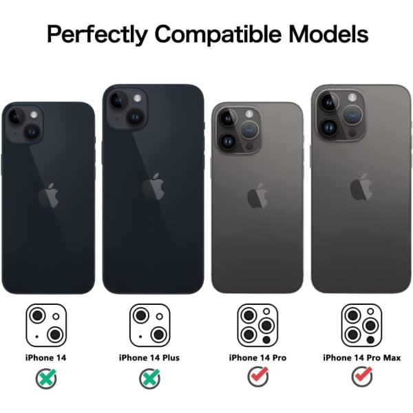 IC Bakre kamerabeskyttelse Kompatibel med iPhone 14 Pro/14 Pro Max, HD Anti-skrapa herdat glass Mobiltelefonlins beskyttelse, lins