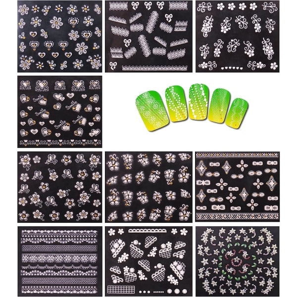 Nail Art DIY dekorative klistremerker - 30 gull + 30 svarte og hvite farger Skjønnhet og helse