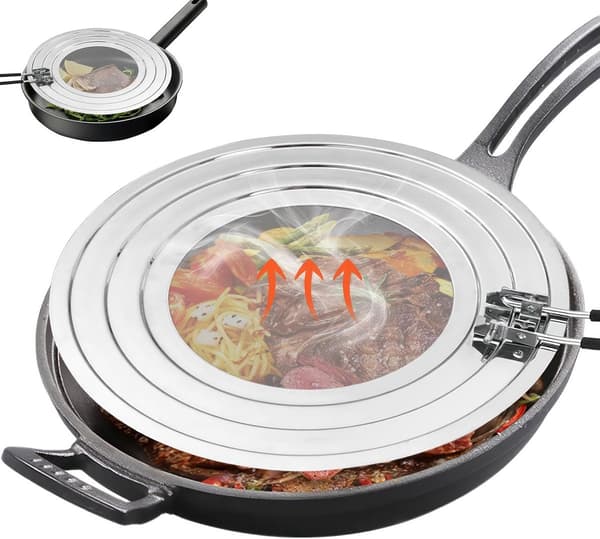 Stegepande Stænkskærm, Fedtskærm i Rustfrit Stål Med Foldbart Varmebestandigt Håndtag, Til Wok og Stegepander, 30 cm