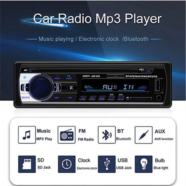 IC 12V Bilstereo Radio Fjärrkontroll Digital Bluetooth eller Musikk M
