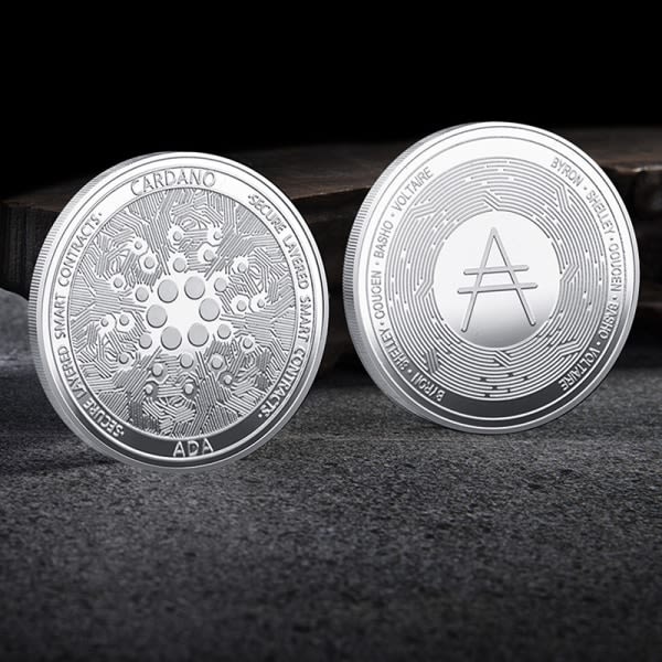 IC Forgylt Cardano ADA Coin Cryptocurrency Fysisk Samling meta Sølv