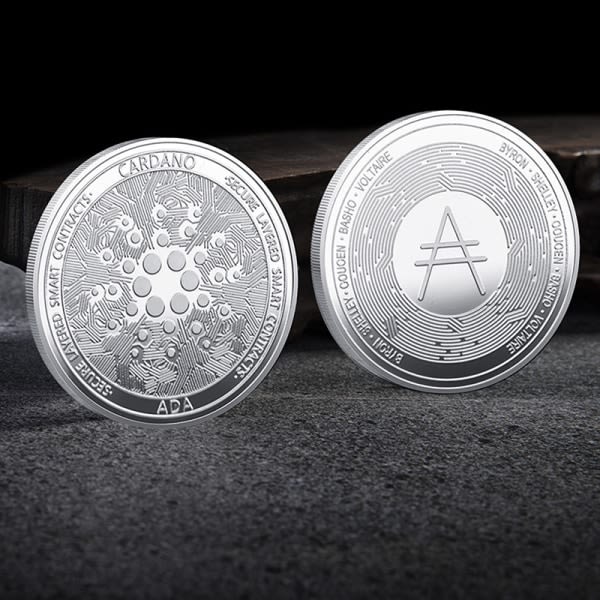 IC Pläterad Cardano ADA Coin Cryptocurrency Physical Collection meta Sølv