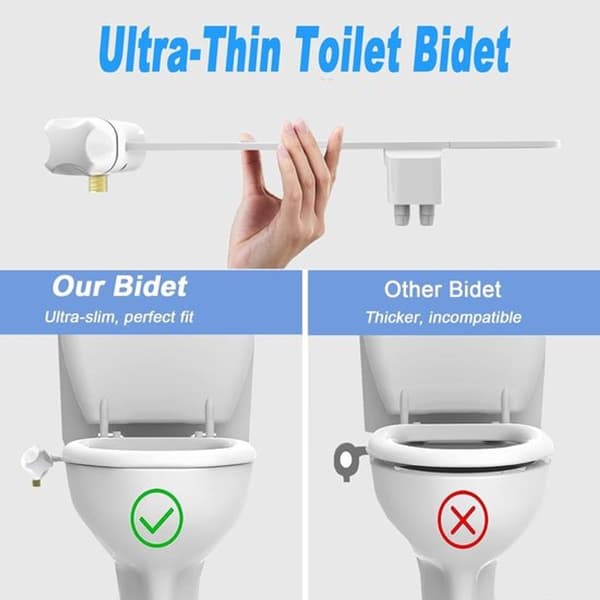 Toilet Bidet Tilbehør, Slank Ikke-Elektrisk, Selvrensende Dobbeltdyser, Justerbart Vandtryk, Til Hjemmebadeværelse