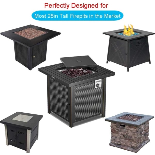 IC Gas Fire Pit Cover fyrkantig - Vattentät vindtät Anti-UV Heavy Duty för uteplats Firepit möbler