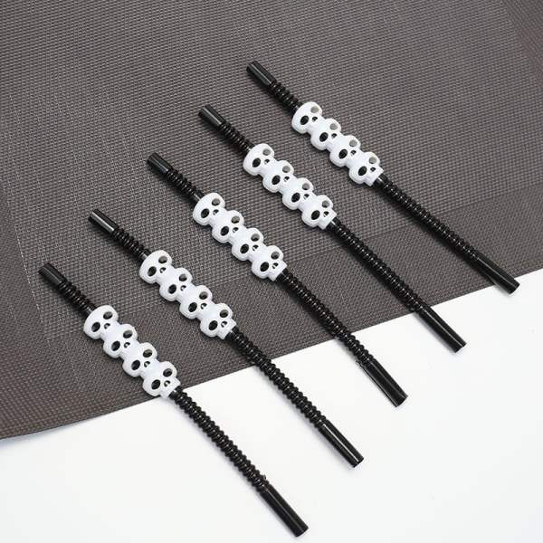 IC Halloween-koristeet, Halloween-järjestelyt, Skull Straws, Halloween Straws, Musta