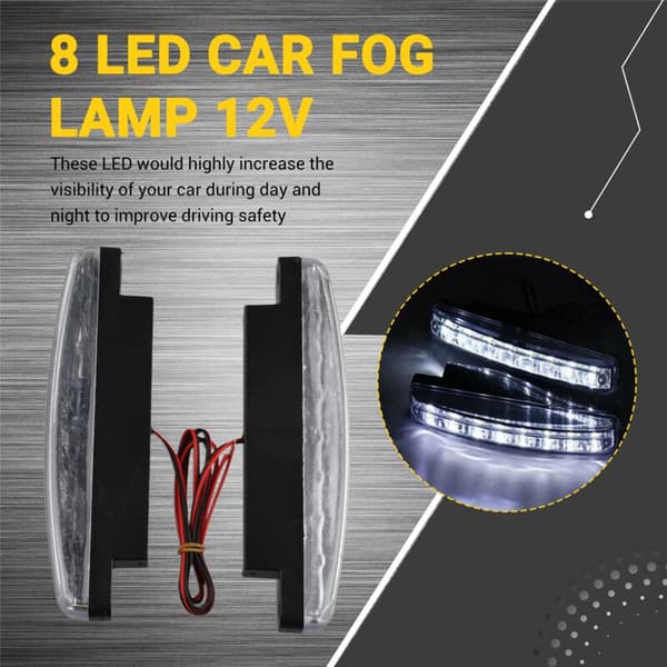 Nyeste 2 stk. Høj Kvalitet Super Hvidt Kørelys 8LED 12V Universal DC Forlygte Parkering