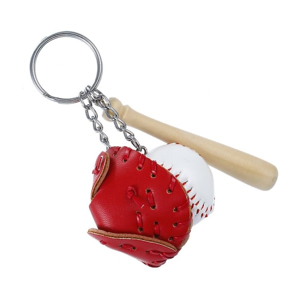 2 st Nyckelring Simulerad basebollträ-hänge Dekorativ nyckelring-väska Handväska (rød) (11*3,5 cm, rød) IC
