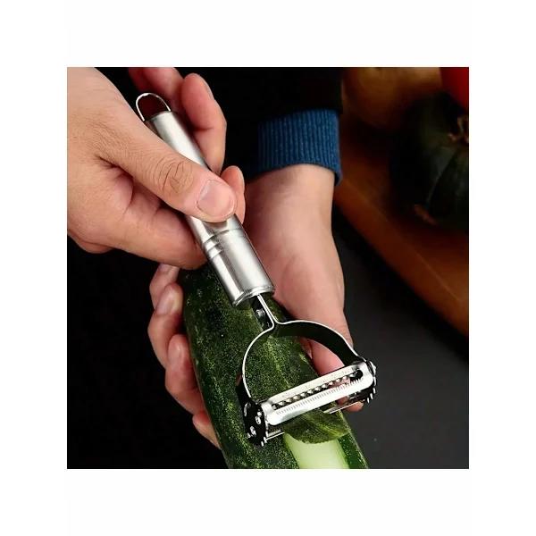 Fruktskreller, Kjøkken-grønnsaksskreller, Potetskreller, Grønnsakskutter, Fruktkutter, Hakker, Multifunksjonell Grønnsakskutter, Melonkutter Sølv Silver