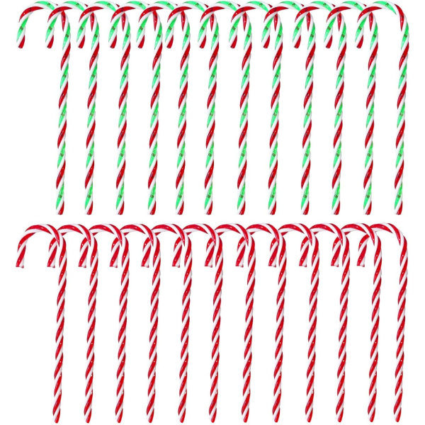IC Juleakryl Slikkepind Slikkepind 24 stk, Twisted Plastic Candy Crutch Fo