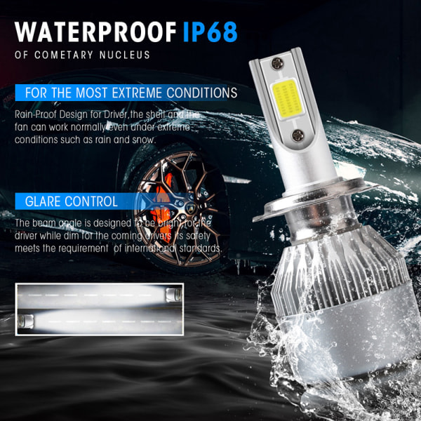 IC H1 H7 H11 COB Bil LED-forlygtepærer Pærer Hi-Lo Beam 36W 16000LM 60 H11/H8/H9