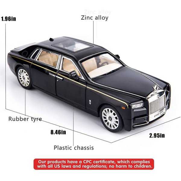 IC CNE 1/24 Rolls-Royce Phantom modellbil, sinklegering Pull Back