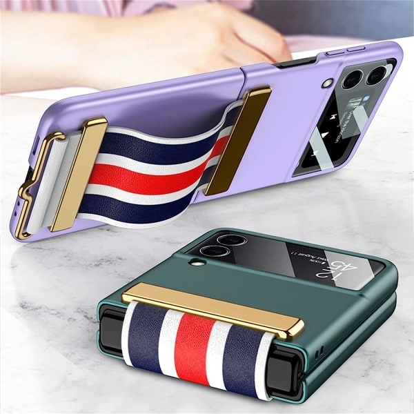 IC Tunt telefonfodral för Samsung Galaxy Z Flip 3 justerbar färgstång svart