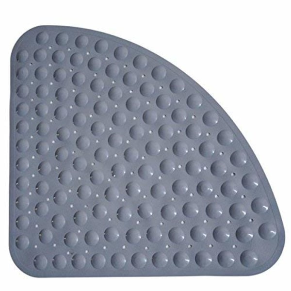 IC Hörnduschmatta i gummi Anti-halk kvadrant badmatta Antibakteriell sugmatta for dusj eller badkar, Halkfri badkarsmatta, 54x54 cm, grå