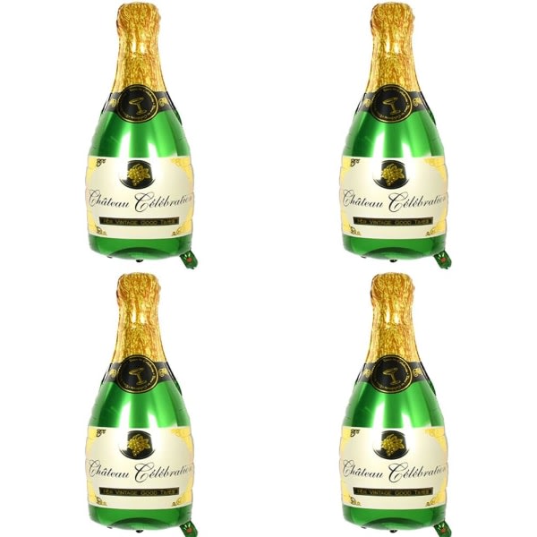 IC 4 st aluminiumfolie grön champagneballlong flaska mylar film ballong för födelsedag förlovning möhippa Bröllopsdusch Bröllop