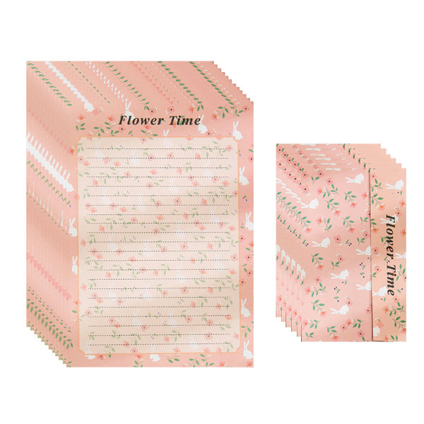 IC Brevpapir 48 ark, konvolutter 24 stk, blomsterdesign
