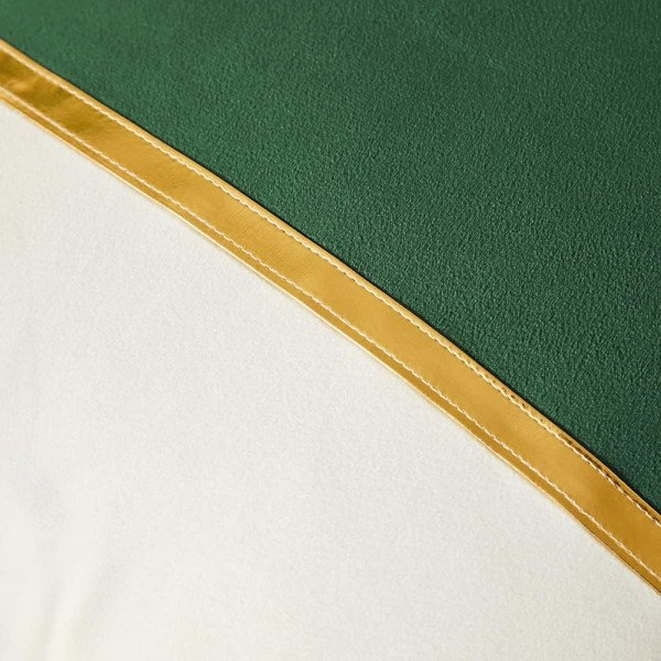 2-pak Olivgrønne Dekorative Pudebetræk 18x18 tommer til Stue Sofa, Grøn og Hvid Fløjlsplaster med Guld Læder 45x45 cm