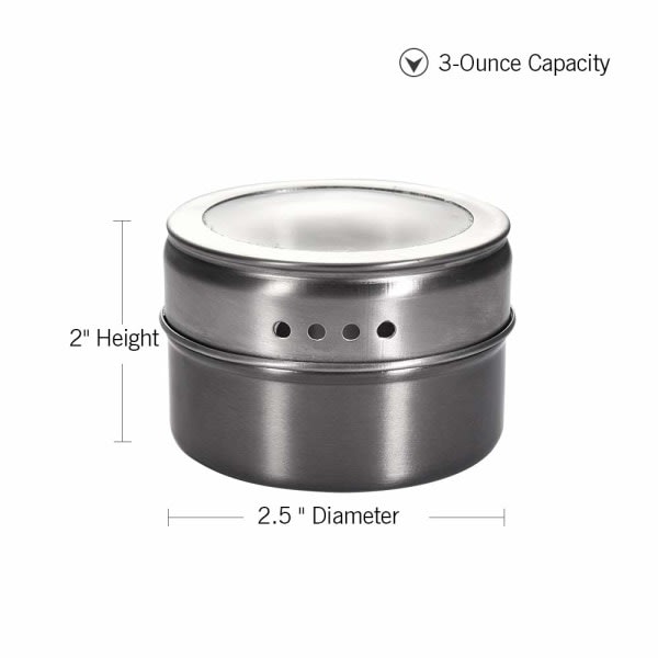 IC Magneettiset maustesäiliöt 12-pakkaus ruostumattomasta teräksestä valmistetuilla seinäpohjilla