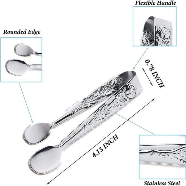 IC 2 stk. mini serveringstænger, 4 tommer mini-skridsikker sukkerpincet i rustfrit stål til