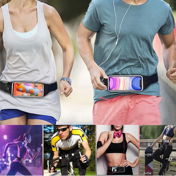 Løbebælte - sportsmobiltaske, bæltetaske til jogging, lyseblå