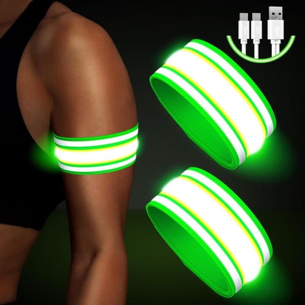 LED Armbånd 2 Pakk Oppladbare Reflekterende Lysende Bånd for Barn med USB-Lading
