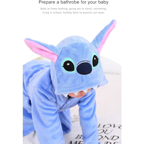 Barnas badekåper Badekåpe 3D Enhjørning med hette, Jenter Gutter Fleece Myk Kigurumi Tegneserie Morgenkåpe Nattøy Pyjamas Lommer stitch 140