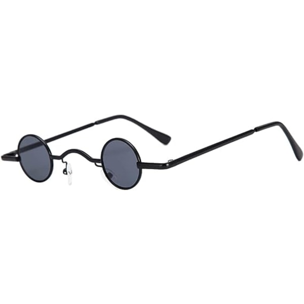 IC Runda polariserade hippiesolglasögon Klassiska retro små runda solglasögon Söta roliga små cirkelsolglasögon för kvinnor män (svart båge)