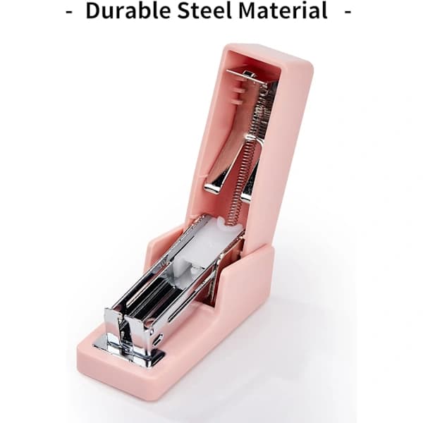 Mini stiftemaskin, 20-arks kontorstiftemaskin med 1 eske standardstifter, rosa A A A