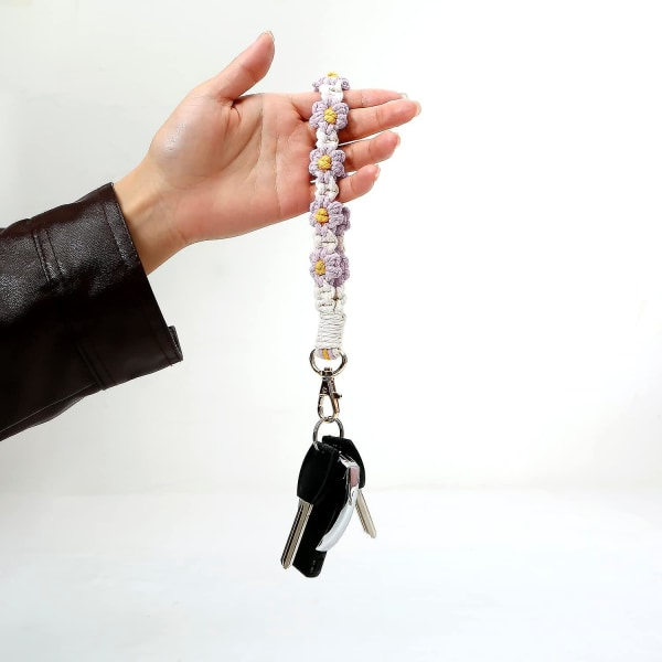 Makrame Nøkkelring Håndlaget Wristlet Nøkkelring Håndtak Snøre For Nøkler Søt Blomst Nøkkelring Nøkkelring For Kvinner IC
