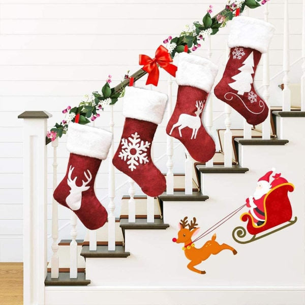 IC NOE 4 st Julstrumpor för öppen spis, tomte