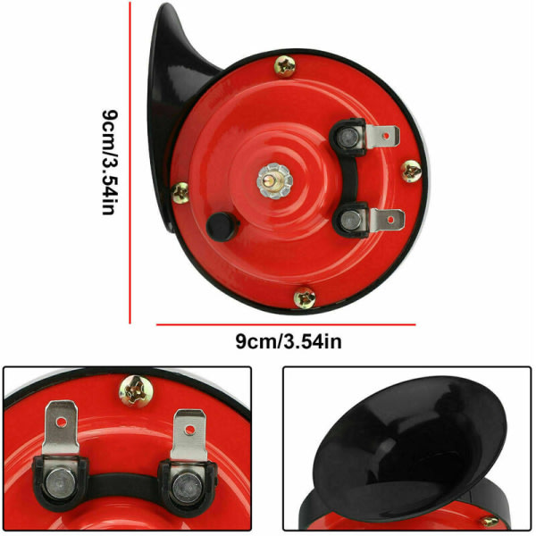 IC Dual Tone High and Low Horn for sykkel og motorsykkel 12v (rød)