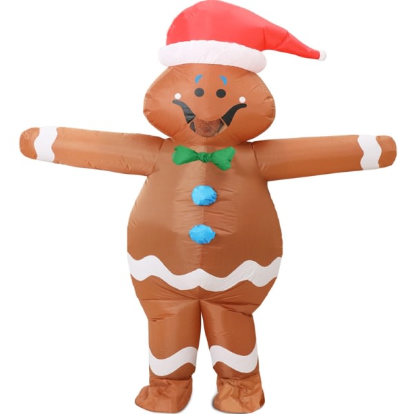 Oppblåsbar Gingerbread Man-drakt for voksne, julekostyme