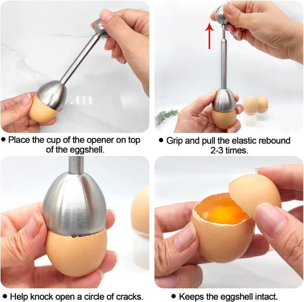 Rustfritt stål - Eggeskallknuser - Eggeskallåpner - Eggeskjærer - Kjøkkenredskap - Hardkokt