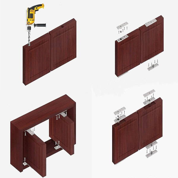 2-pack 360 graders roterande gångjärnsfästen i rostfritt stål, 75 x 17 mm