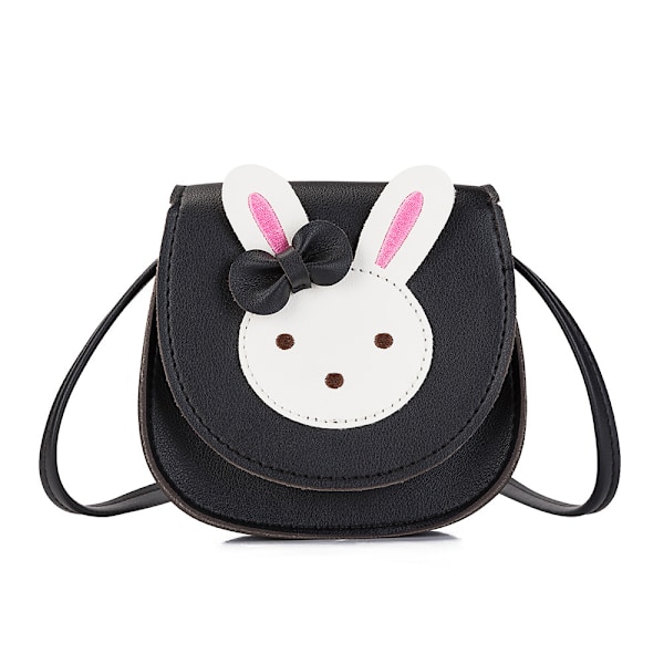 Museører Sløyfe Crossbody Veske, PU Materiale Enkel Skulderveske, Passer for Barn Jenter Småbarn Black Rabbit 12*5*13cm