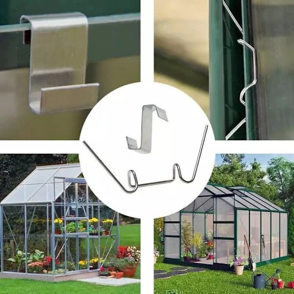 Växthusglasclips-kit, 100 st rostfria W- och Z-typ klämmor för polykarbonat- och plexiglaspaneler