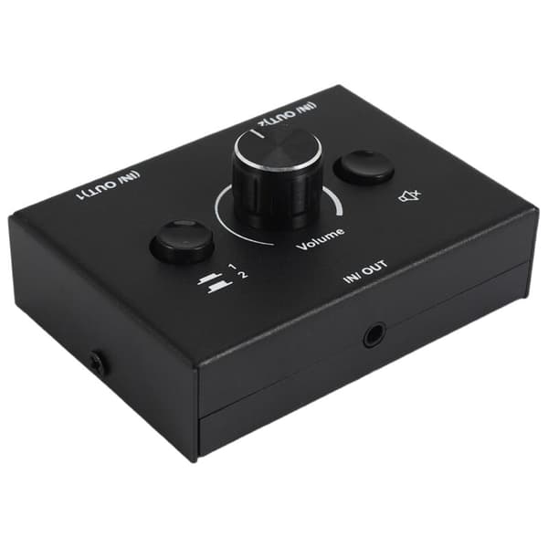 3,5 mm Audio Vælger, 2 Input 1 Output / Input Output Audio Splitter, Switch Box One-Touch Mute Knap