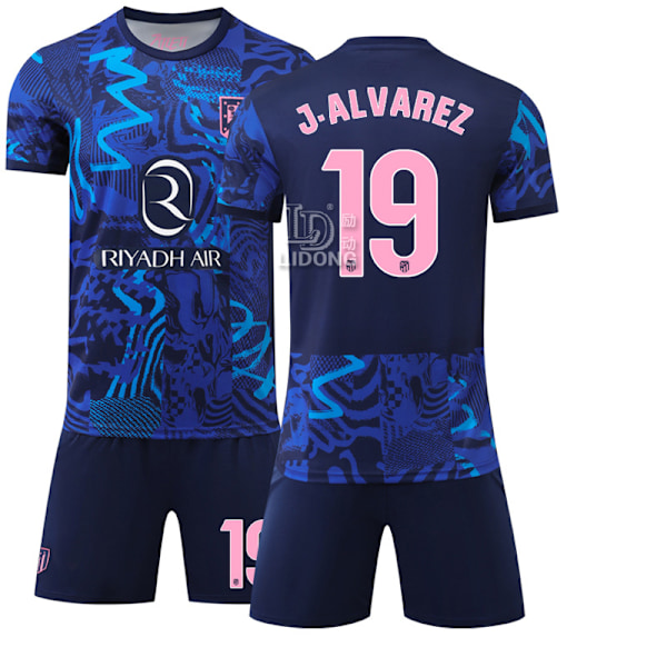Atletico Madrid 2 bortedrakt nr. 19 Alvarez 7 Griezmann fotballdrakt ny blå sportsdrakt No. 19 with socks #L