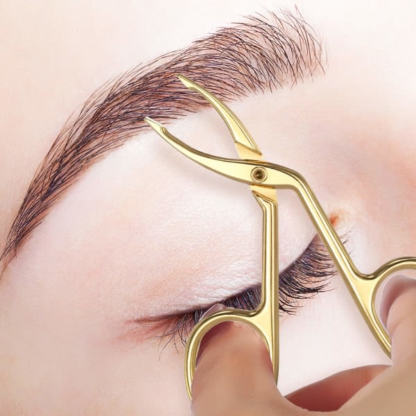 IC 3-pack ögonbrynspincett, sax, håndtagsformad ögonbryn pincett med rak spets Clip-guldpläterad