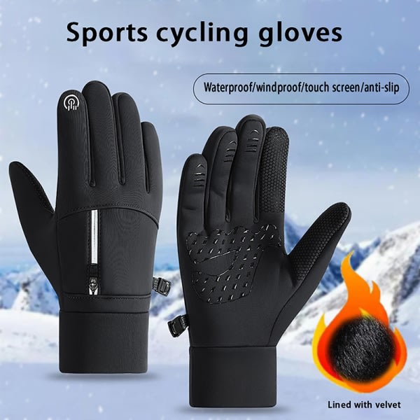 Touch Vinter Termiske Varme Fullfingerhansker Svart M