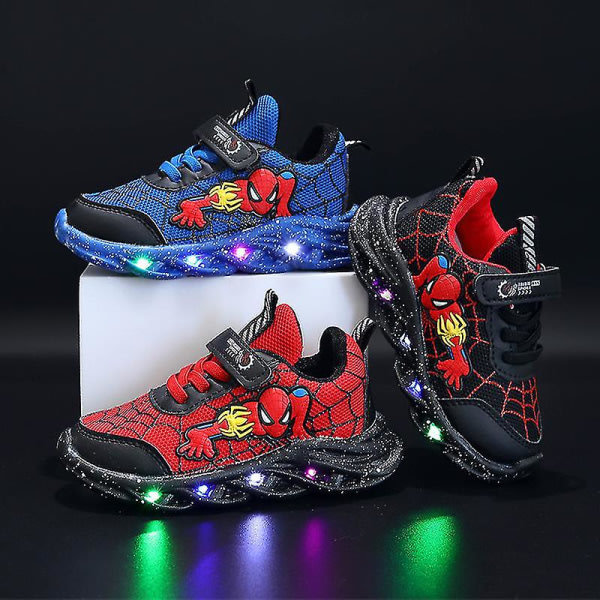 Spiderman Barnsko Nye Drengesneakers Med Lys Nye Barnsko Blå 30 IC