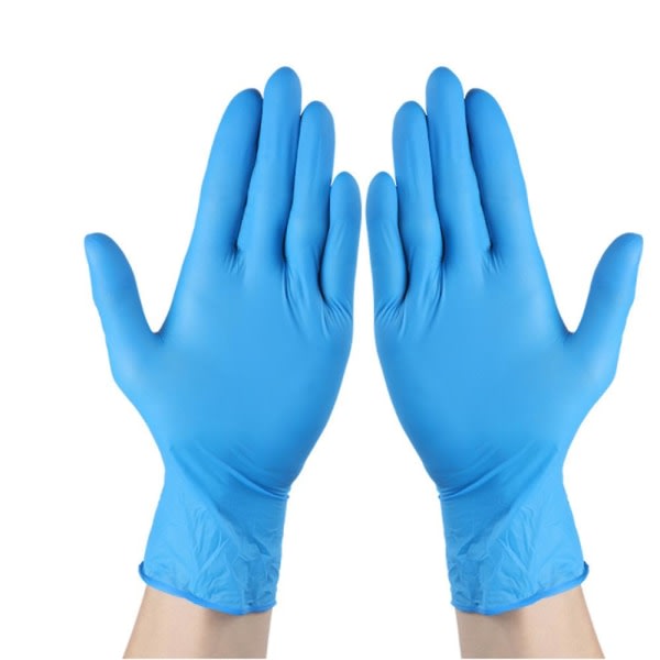 IC Blue 100 Engångshandskar Nitrilhandskar Latexfria täta och elastiska Idealisk för mat och kosmetologer