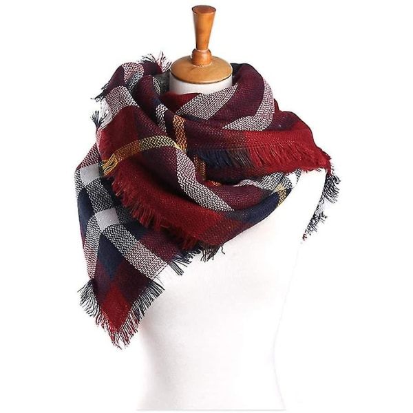 IC Damscarf Xxl Varm Myk Strikket Sjal Rutete Vinterhalsduk